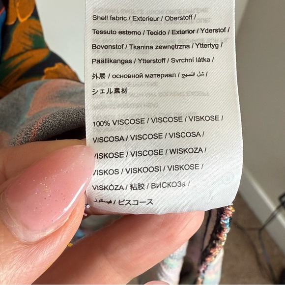 Farm Rio Floral Long Sleeve Midi Dress Size Medium - Picture 6 of 9